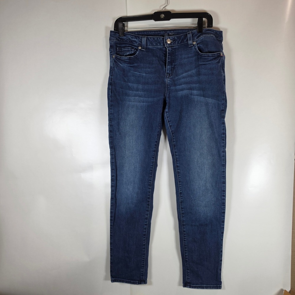 Michael Kors Womens Skinny Jeans Dark Wash‎ Blue Denim Size 8 MK Logo Hardware
